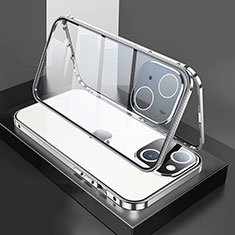 Custodia Lusso Alluminio Laterale Specchio 360 Gradi Cover M01 per Apple iPhone 13 Argento