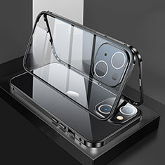 Custodia Lusso Alluminio Laterale Specchio 360 Gradi Cover M01 per Apple iPhone 13 Mini Nero