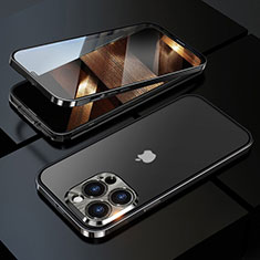 Custodia Lusso Alluminio Laterale Specchio 360 Gradi Cover M01 per Apple iPhone 14 Pro Max Nero