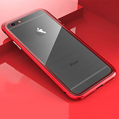 Custodia Lusso Alluminio Laterale Specchio 360 Gradi Cover M01 per Apple iPhone 6 Plus Rosso