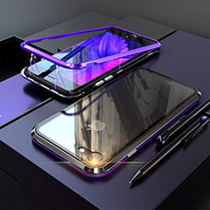 Custodia Lusso Alluminio Laterale Specchio 360 Gradi Cover M01 per Apple iPhone 7 Blu