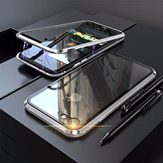 Custodia Lusso Alluminio Laterale Specchio 360 Gradi Cover M01 per Apple iPhone 8 Argento