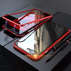 Custodia Lusso Alluminio Laterale Specchio 360 Gradi Cover M01 per Apple iPhone 8 Plus Rosso
