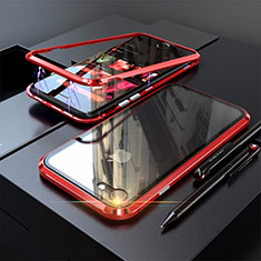 Custodia Lusso Alluminio Laterale Specchio 360 Gradi Cover M01 per Apple iPhone SE (2020) Rosso