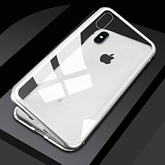 Custodia Lusso Alluminio Laterale Specchio 360 Gradi Cover M01 per Apple iPhone X Bianco