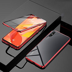 Custodia Lusso Alluminio Laterale Specchio 360 Gradi Cover M01 per Huawei Enjoy 10e Rosso