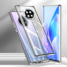 Custodia Lusso Alluminio Laterale Specchio 360 Gradi Cover M01 per Huawei Enjoy 20 Plus 5G Argento