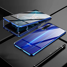 Custodia Lusso Alluminio Laterale Specchio 360 Gradi Cover M01 per Huawei Honor 20S Blu