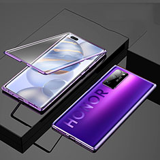 Custodia Lusso Alluminio Laterale Specchio 360 Gradi Cover M01 per Huawei Honor 30 Pro Viola