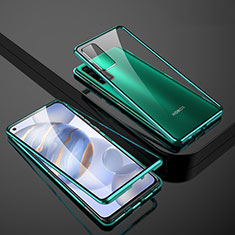 Custodia Lusso Alluminio Laterale Specchio 360 Gradi Cover M01 per Huawei Honor 30 Verde
