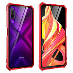 Custodia Lusso Alluminio Laterale Specchio 360 Gradi Cover M01 per Huawei Honor 9X Pro Rosso