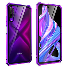 Custodia Lusso Alluminio Laterale Specchio 360 Gradi Cover M01 per Huawei Honor 9X Pro Viola