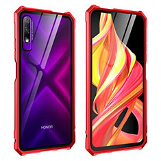 Custodia Lusso Alluminio Laterale Specchio 360 Gradi Cover M01 per Huawei Honor 9X Rosso