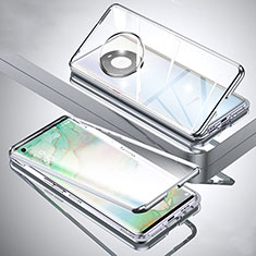 Custodia Lusso Alluminio Laterale Specchio 360 Gradi Cover M01 per Huawei Mate 40E 4G Argento