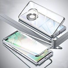 Custodia Lusso Alluminio Laterale Specchio 360 Gradi Cover M01 per Huawei Mate 40E Pro 4G Argento