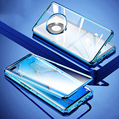 Custodia Lusso Alluminio Laterale Specchio 360 Gradi Cover M01 per Huawei Mate 40E Pro 4G Blu