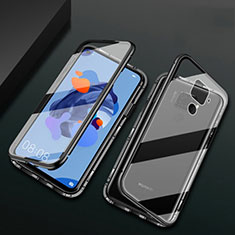 Custodia Lusso Alluminio Laterale Specchio 360 Gradi Cover M01 per Huawei Nova 5i Pro Nero