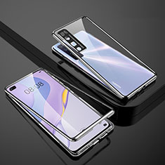 Custodia Lusso Alluminio Laterale Specchio 360 Gradi Cover M01 per Huawei Nova 7 Pro 5G Argento
