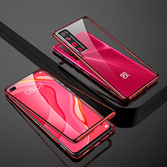 Custodia Lusso Alluminio Laterale Specchio 360 Gradi Cover M01 per Huawei Nova 7 Pro 5G Rosso