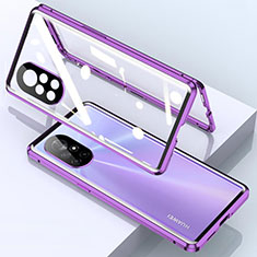 Custodia Lusso Alluminio Laterale Specchio 360 Gradi Cover M01 per Huawei Nova 8 Pro 5G Viola