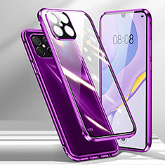 Custodia Lusso Alluminio Laterale Specchio 360 Gradi Cover M01 per Huawei Nova 8 SE 5G Viola