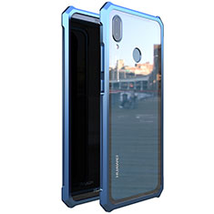 Custodia Lusso Alluminio Laterale Specchio 360 Gradi Cover M01 per Huawei P20 Lite Blu
