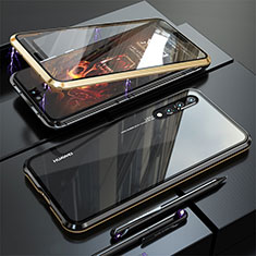 Custodia Lusso Alluminio Laterale Specchio 360 Gradi Cover M01 per Huawei P20 Pro Oro