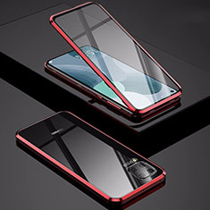 Custodia Lusso Alluminio Laterale Specchio 360 Gradi Cover M01 per Huawei P40 Lite Rosso