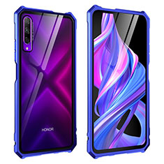 Custodia Lusso Alluminio Laterale Specchio 360 Gradi Cover M01 per Huawei Y9s Blu