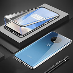Custodia Lusso Alluminio Laterale Specchio 360 Gradi Cover M01 per OnePlus 7T Argento