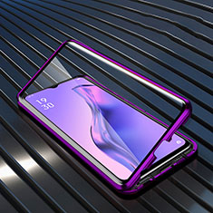 Custodia Lusso Alluminio Laterale Specchio 360 Gradi Cover M01 per Oppo A31 Viola