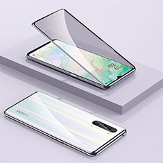 Custodia Lusso Alluminio Laterale Specchio 360 Gradi Cover M01 per Oppo Find X2 Lite Argento