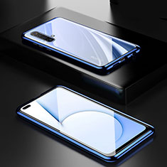 Custodia Lusso Alluminio Laterale Specchio 360 Gradi Cover M01 per Realme X50t 5G Blu
