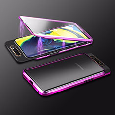 Custodia Lusso Alluminio Laterale Specchio 360 Gradi Cover M01 per Samsung Galaxy A80 Viola