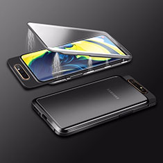 Custodia Lusso Alluminio Laterale Specchio 360 Gradi Cover M01 per Samsung Galaxy A90 4G Nero