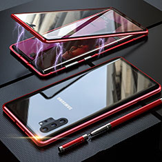 Custodia Lusso Alluminio Laterale Specchio 360 Gradi Cover M01 per Samsung Galaxy Note 10 Plus 5G Rosso
