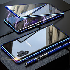 Custodia Lusso Alluminio Laterale Specchio 360 Gradi Cover M01 per Samsung Galaxy Note 10 Plus Blu