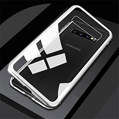 Custodia Lusso Alluminio Laterale Specchio 360 Gradi Cover M01 per Samsung Galaxy S10 5G Bianco