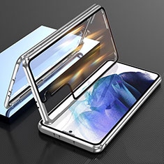 Custodia Lusso Alluminio Laterale Specchio 360 Gradi Cover M01 per Samsung Galaxy S21 5G Argento