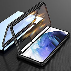 Custodia Lusso Alluminio Laterale Specchio 360 Gradi Cover M01 per Samsung Galaxy S21 FE 5G Nero