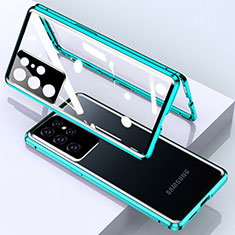 Custodia Lusso Alluminio Laterale Specchio 360 Gradi Cover M01 per Samsung Galaxy S21 Ultra 5G Verde