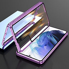 Custodia Lusso Alluminio Laterale Specchio 360 Gradi Cover M01 per Samsung Galaxy S22 5G Viola
