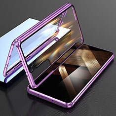 Custodia Lusso Alluminio Laterale Specchio 360 Gradi Cover M01 per Samsung Galaxy S24 5G Viola