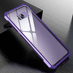 Custodia Lusso Alluminio Laterale Specchio 360 Gradi Cover M01 per Samsung Galaxy S8 Viola