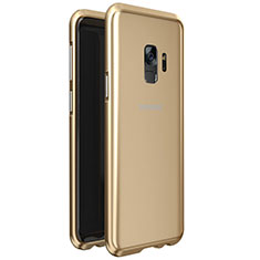 Custodia Lusso Alluminio Laterale Specchio 360 Gradi Cover M01 per Samsung Galaxy S9 Oro