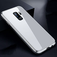 Custodia Lusso Alluminio Laterale Specchio 360 Gradi Cover M01 per Samsung Galaxy S9 Plus Argento