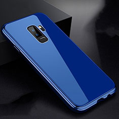 Custodia Lusso Alluminio Laterale Specchio 360 Gradi Cover M01 per Samsung Galaxy S9 Plus Blu