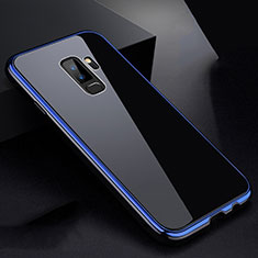 Custodia Lusso Alluminio Laterale Specchio 360 Gradi Cover M01 per Samsung Galaxy S9 Plus Blu e Nero