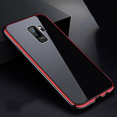 Custodia Lusso Alluminio Laterale Specchio 360 Gradi Cover M01 per Samsung Galaxy S9 Plus Rosso e Nero