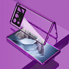 Custodia Lusso Alluminio Laterale Specchio 360 Gradi Cover M01 per Xiaomi Mi 11 Ultra 5G Viola